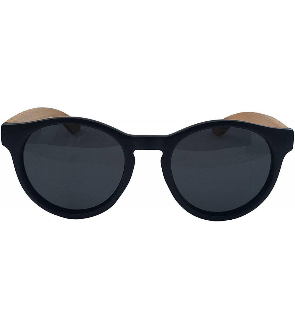 Cat Eye Cat Eye Wooden Sunglasses - Grey Lenses Dark Bamboo - CC18KNNWZKK $44.06
