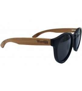 Cat Eye Cat Eye Wooden Sunglasses - Grey Lenses Dark Bamboo - CC18KNNWZKK $44.06