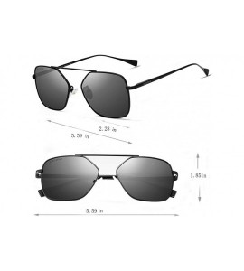 Aviator Classic Polarized Stainless Steel Square Sunglasses Aviator Mirror Lens Sun Glasses For Men/Women Driving - CN18TM6GQ...