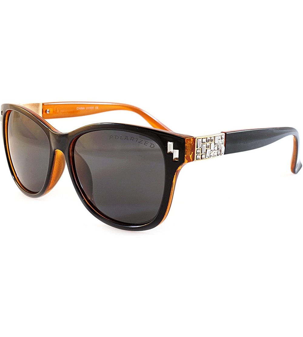 Wayfarer Women's Retro Polarized Cat-Eye Sunglasses - Designer Classic Style P005 - Black Orange/ Black Smoke - CC1850ETOOH $...