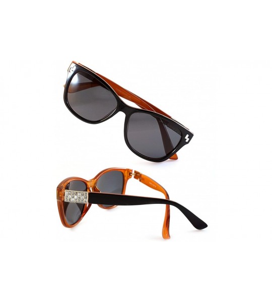 Wayfarer Women's Retro Polarized Cat-Eye Sunglasses - Designer Classic Style P005 - Black Orange/ Black Smoke - CC1850ETOOH $...