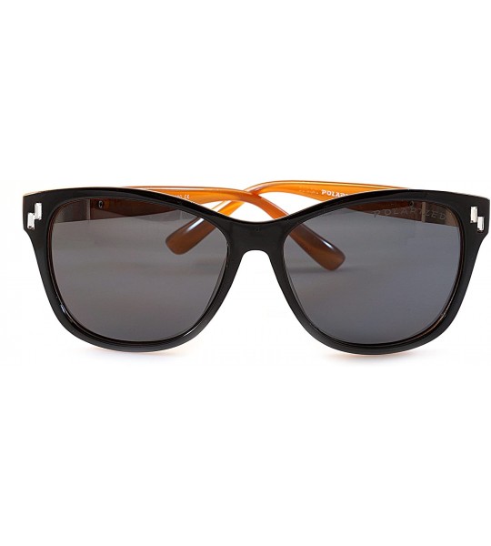 Wayfarer Women's Retro Polarized Cat-Eye Sunglasses - Designer Classic Style P005 - Black Orange/ Black Smoke - CC1850ETOOH $...