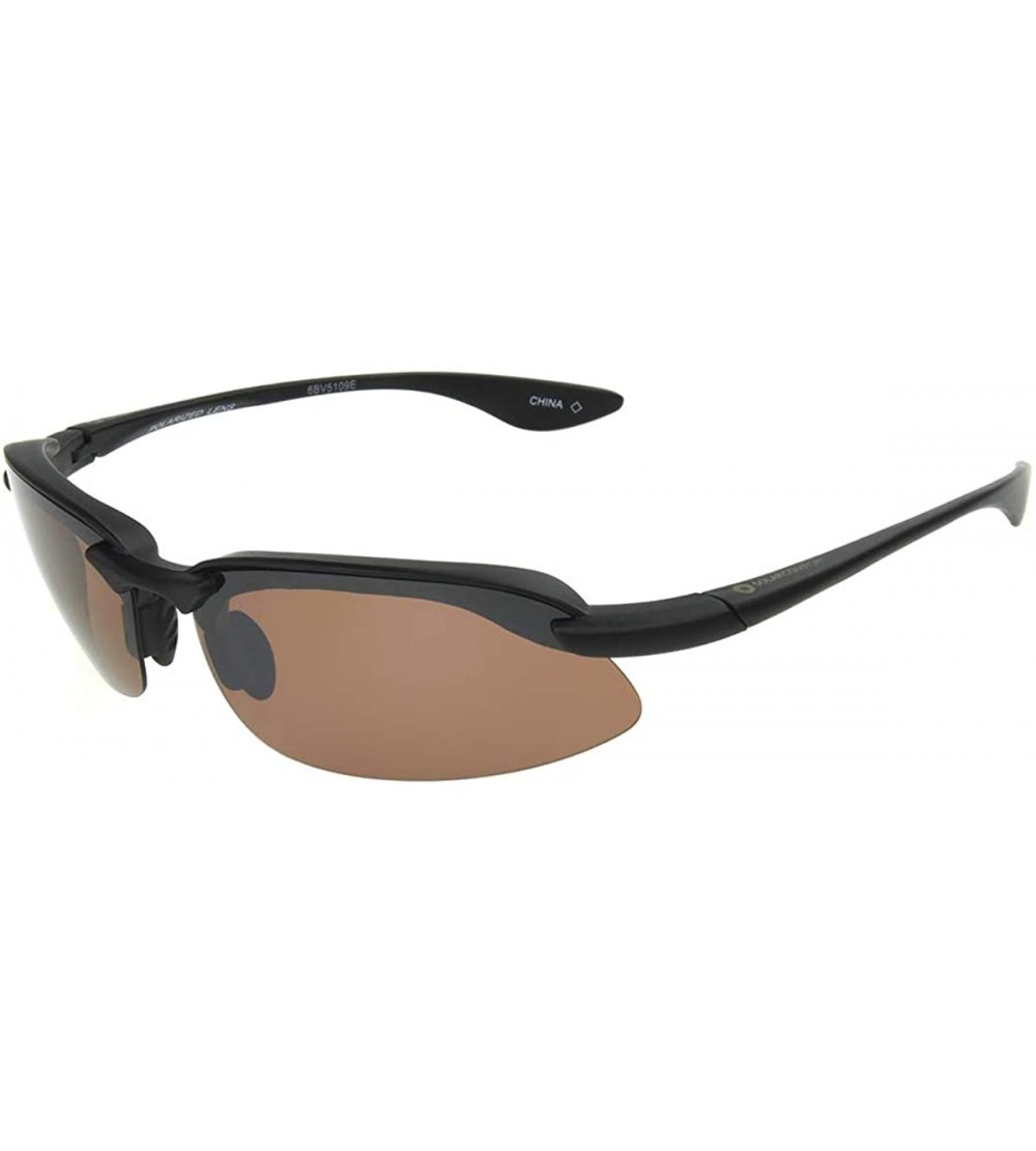 Sport Solar Comfort-Geyser Polarized Wrap Sport Sunglasses- Black- One Size - CW11J1NVC0B $43.35