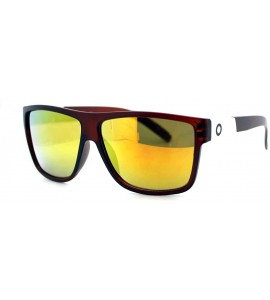 Square Mens Sporty Fashion Sunglasses Matted Square Frame Color Mirror Lens - Brown - C9125UHW6XD $18.50