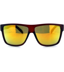 Square Mens Sporty Fashion Sunglasses Matted Square Frame Color Mirror Lens - Brown - C9125UHW6XD $18.50