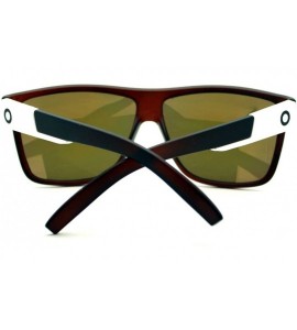 Square Mens Sporty Fashion Sunglasses Matted Square Frame Color Mirror Lens - Brown - C9125UHW6XD $18.50