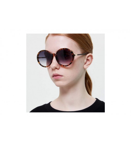 Round Women Vintage Round Sunglasses Metal Frame Oversized Luxury Mirror Retro Big Sun Glasses UV400 - 2 - C9198ZQLMI4 $65.22