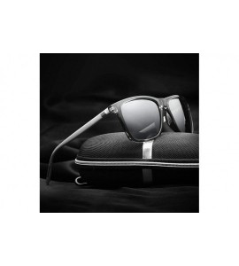 Rectangular Unisex Retro Sunglasses Polarized Lens Vintage Eyewear Accessories Sun Glasses for Men Women - Black Silver Gray ...