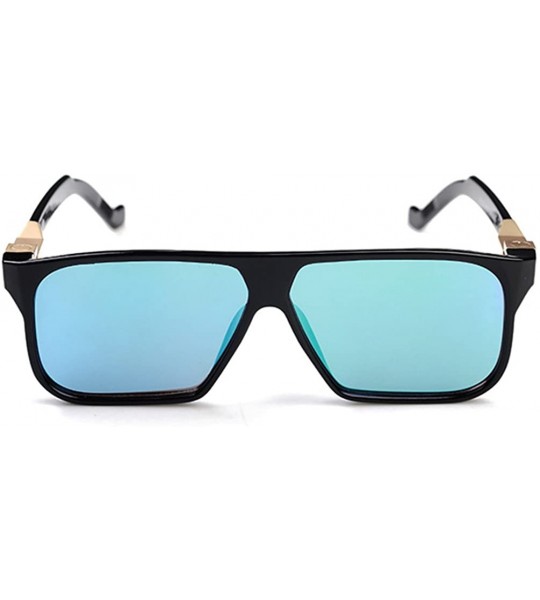 Oval Cool Big Frame Mirror Color Lens Hollywood Stars Favorite Sunglasses - Black/Green - CV1219BE0XN $30.12