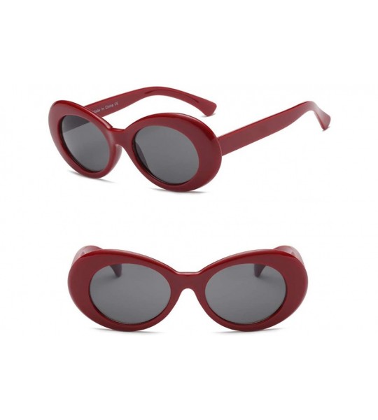 Goggle Women Retro Vintage Fashion Oval Round Clout Goggles Sunglasses - Maroon 2 Pack - CK18K3TD4I4 $24.76