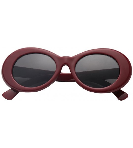 Goggle Women Retro Vintage Fashion Oval Round Clout Goggles Sunglasses - Maroon 2 Pack - CK18K3TD4I4 $24.76