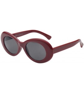 Goggle Women Retro Vintage Fashion Oval Round Clout Goggles Sunglasses - Maroon 2 Pack - CK18K3TD4I4 $24.76