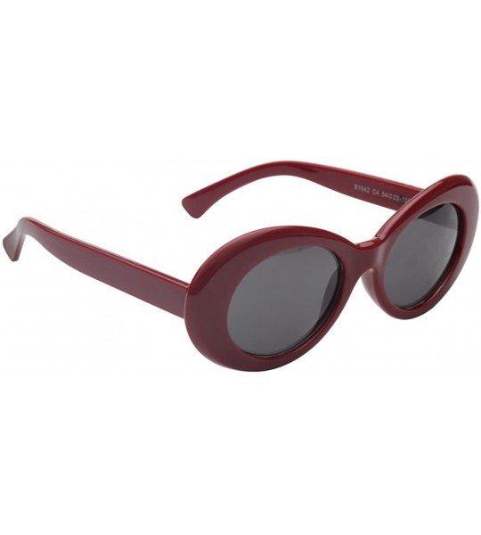 Goggle Women Retro Vintage Fashion Oval Round Clout Goggles Sunglasses - Maroon 2 Pack - CK18K3TD4I4 $24.76