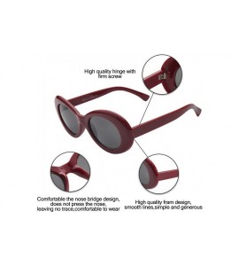 Goggle Women Retro Vintage Fashion Oval Round Clout Goggles Sunglasses - Maroon 2 Pack - CK18K3TD4I4 $24.76