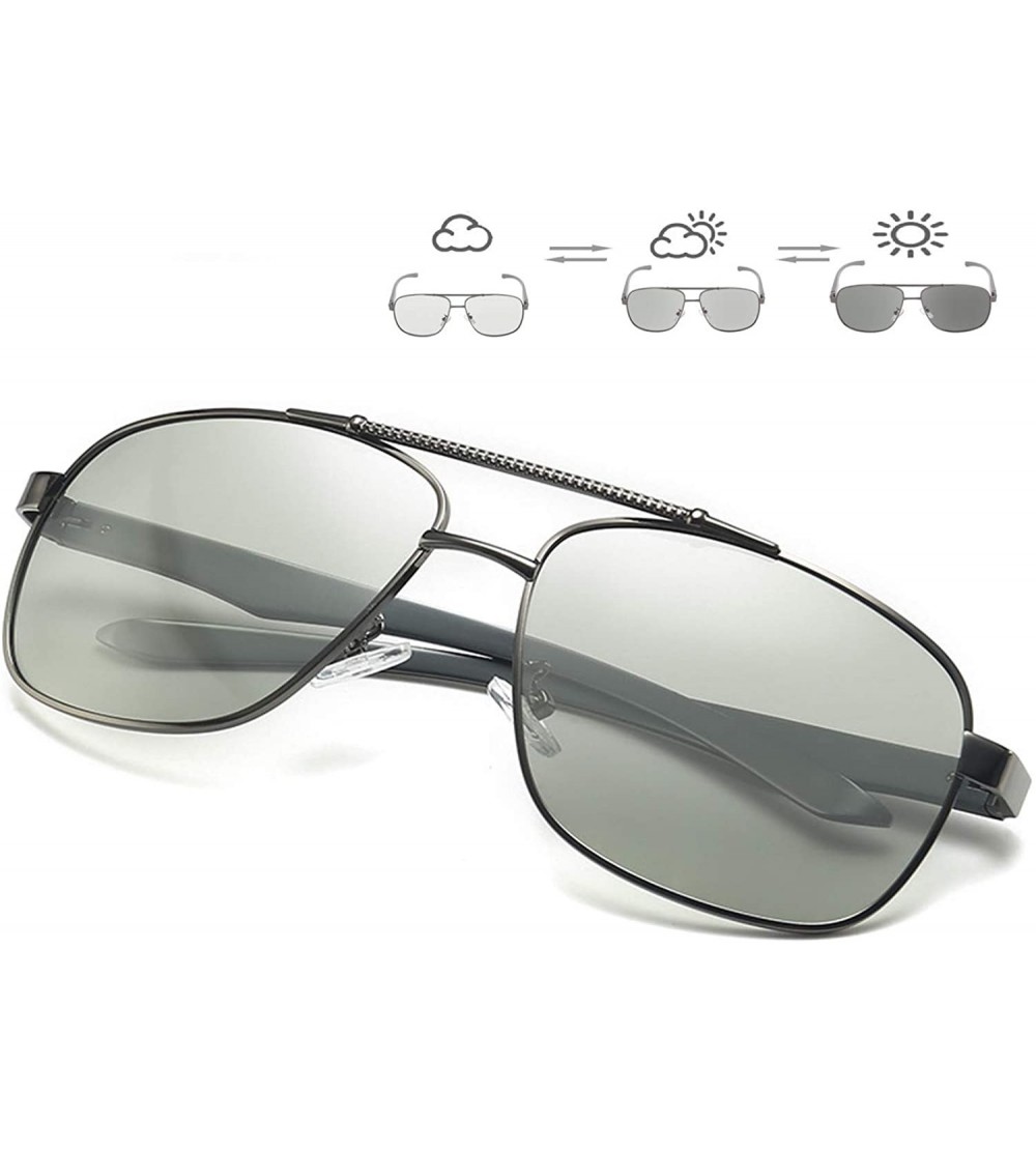 Rectangular Photochromic Day Night Vision Driving Glasses Anti-glare for Foggy/Cloudy/Rainy - C818WECW034 $28.46