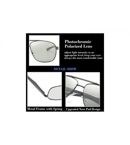 Rectangular Photochromic Day Night Vision Driving Glasses Anti-glare for Foggy/Cloudy/Rainy - C818WECW034 $28.46