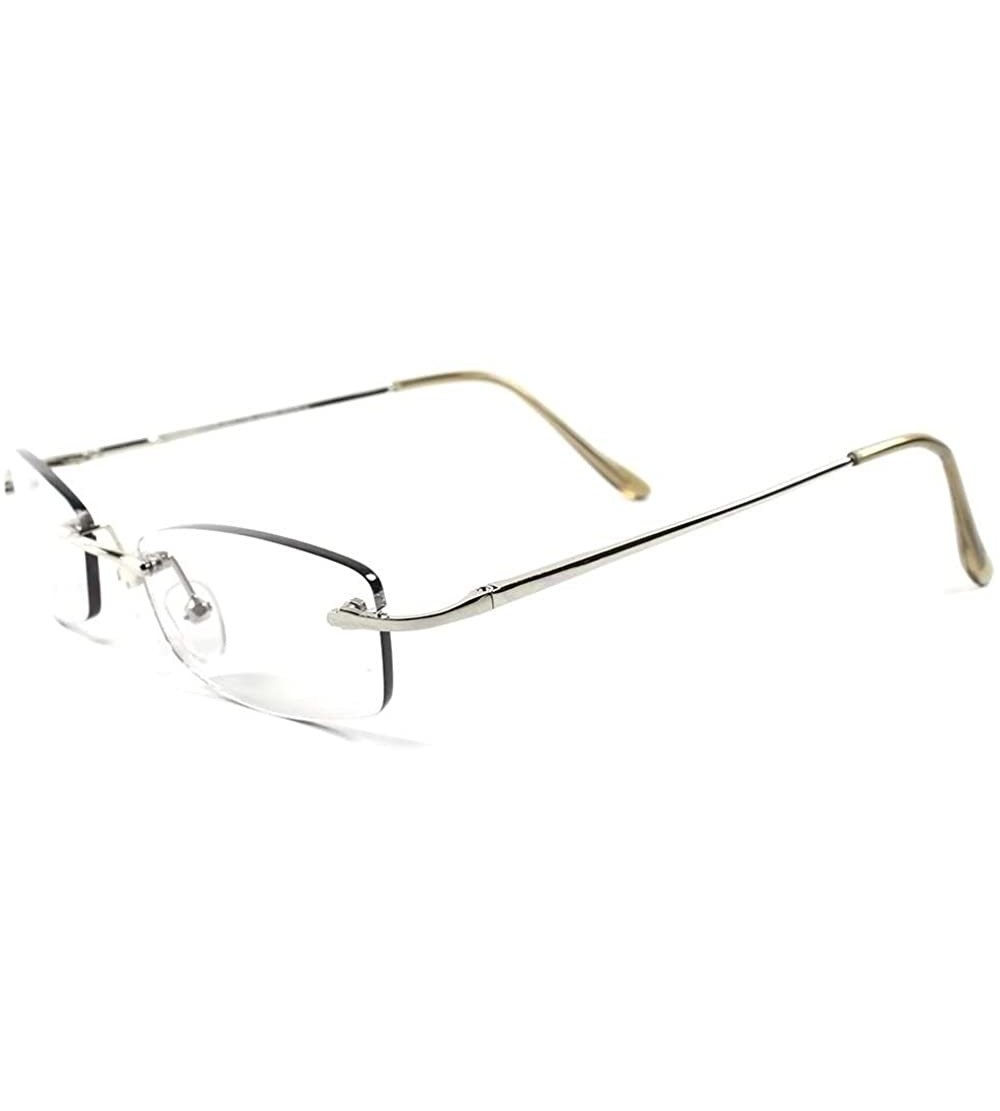 Rectangular Modern Stylish Sexy Rectangle Mens Womens Light Tint Frameless Sun Glasses - Silver - CT189AM6M48 $34.85