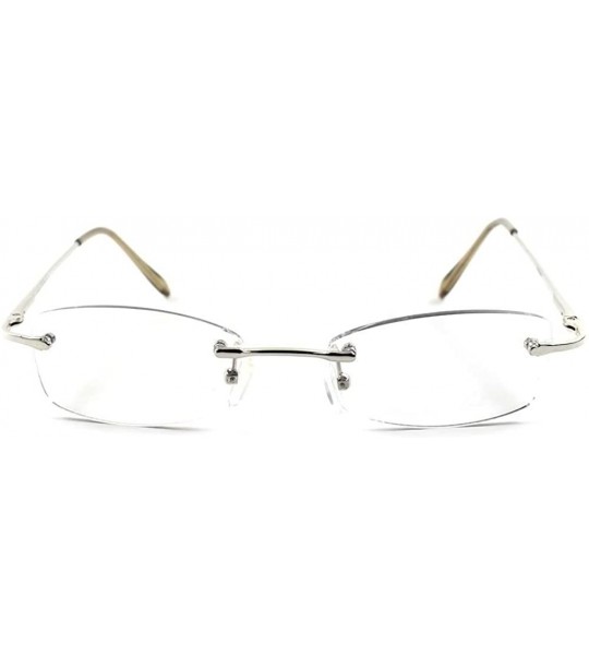 Rectangular Modern Stylish Sexy Rectangle Mens Womens Light Tint Frameless Sun Glasses - Silver - CT189AM6M48 $34.85