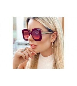 Oversized Ladies Oversized Sunglasses Women Square Rivet Trend Female Sun Glasses Big UV400 - Red - CP1997G8XTO $21.56