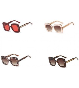 Oversized Ladies Oversized Sunglasses Women Square Rivet Trend Female Sun Glasses Big UV400 - Red - CP1997G8XTO $21.56