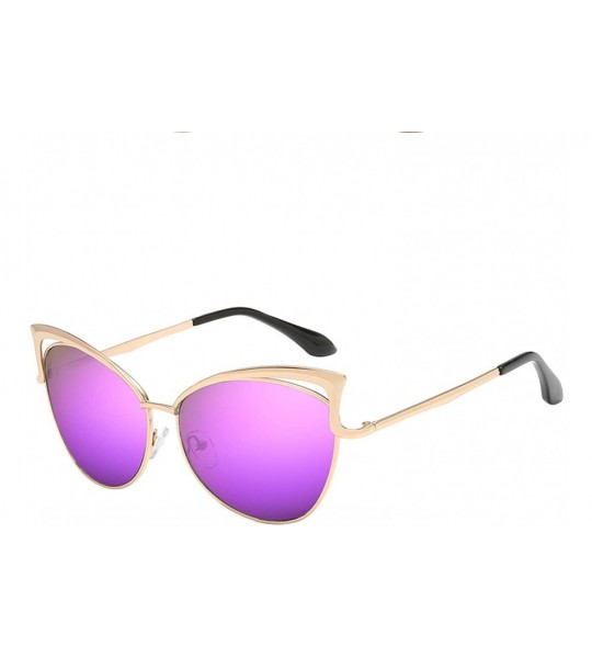 Oversized Fashion Sexy Ladies Cat Eye Sunglasses Women Brand Designer Vintage Mirror Sun Glasses - C06 Gold Purple - C518WD7G...