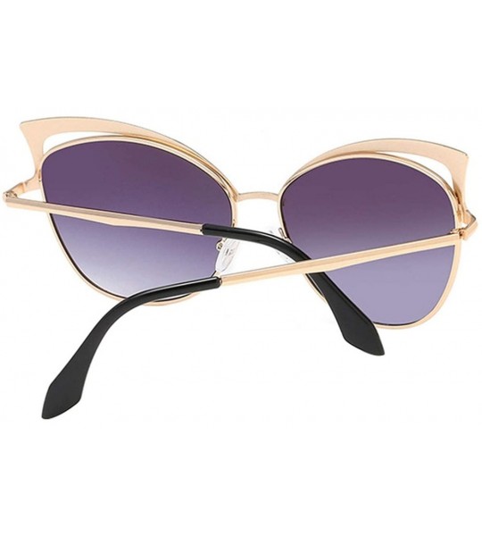 Oversized Fashion Sexy Ladies Cat Eye Sunglasses Women Brand Designer Vintage Mirror Sun Glasses - C06 Gold Purple - C518WD7G...