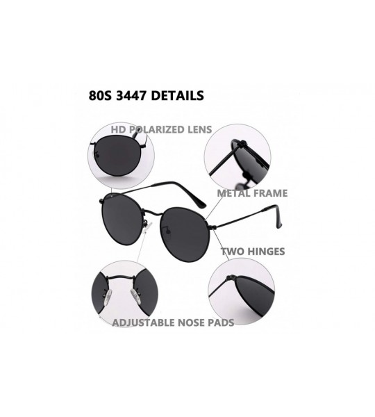 Semi-rimless Trendy Small Round Polarized Sunglasses for Women Men Classic Reflective Lens Metal Frame Sun Glasses UV400 - G1...