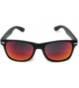 Wayfarer Sunglasses Classic 80's Vintage Style Design - Black- Color Mirror Dark Red - C018SZZL2RE $16.70