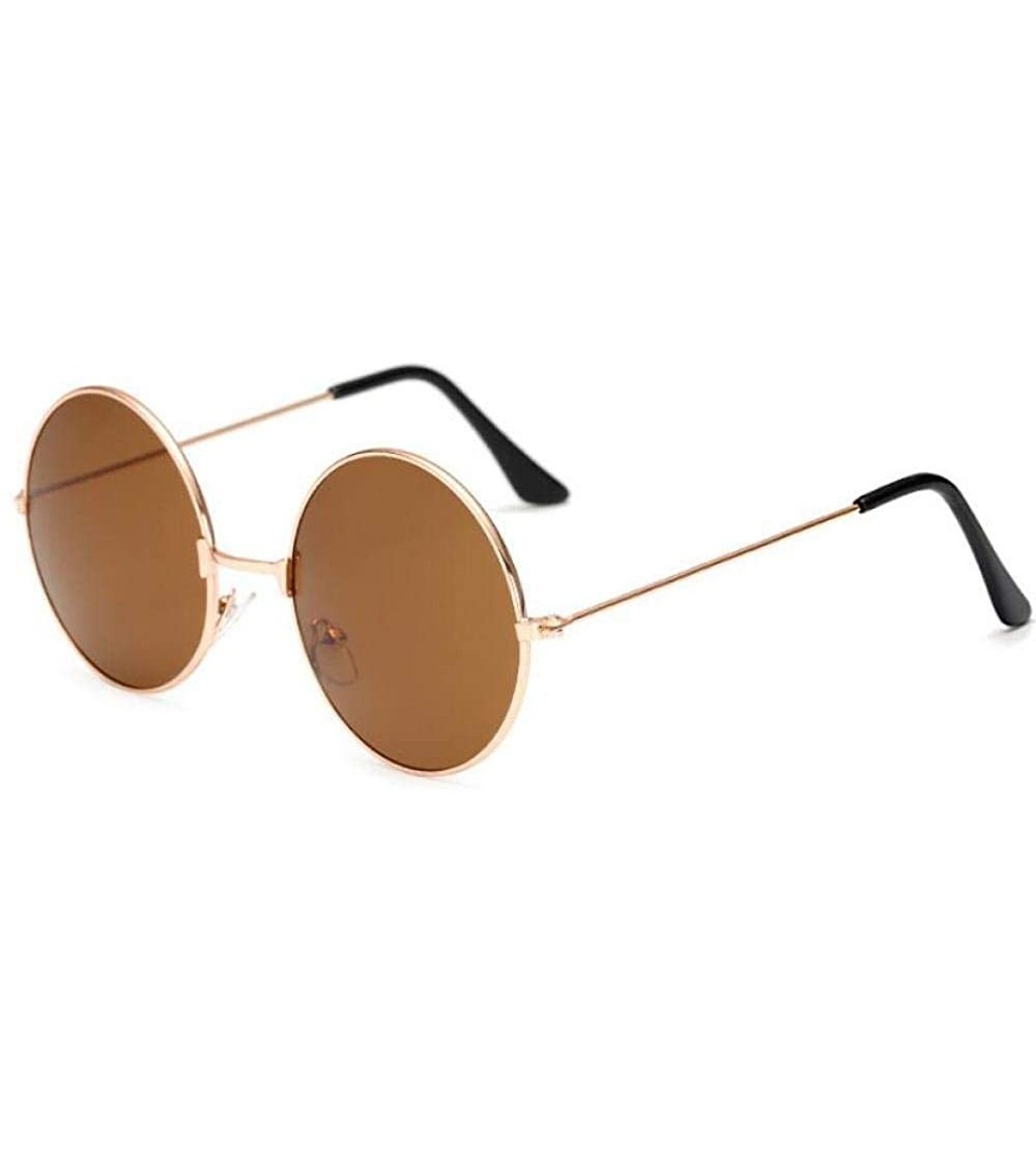 Aviator Round Glasses Men Women Steampunk Sunglasses Vintage Sunglasse Gold Colors - Tea - C918YR6MW3W $16.97