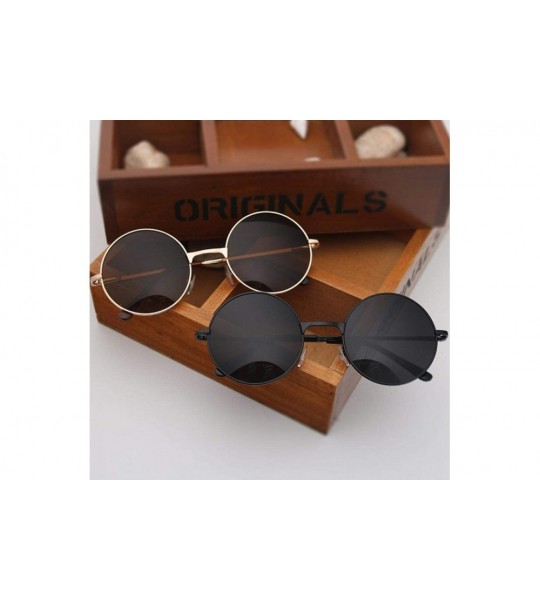 Aviator Round Glasses Men Women Steampunk Sunglasses Vintage Sunglasse Gold Colors - Tea - C918YR6MW3W $16.97