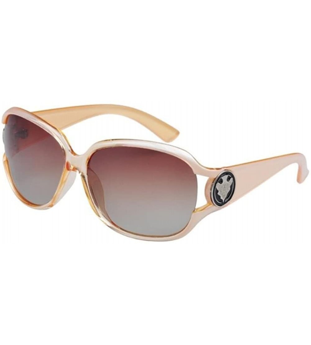Semi-rimless Women Vintage oval Polarized Sunglasses Oversized Sun Glasses - Champagne - C317YTH7682 $20.16
