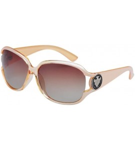 Semi-rimless Women Vintage oval Polarized Sunglasses Oversized Sun Glasses - Champagne - C317YTH7682 $20.16