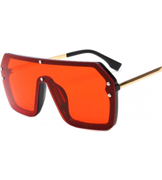 Oval Red Black Oversized Square Sunglasses Men One Piece Lens Big Frame Sun Glasses for Women Silver Mirror - C2194OS9L32 $44.19