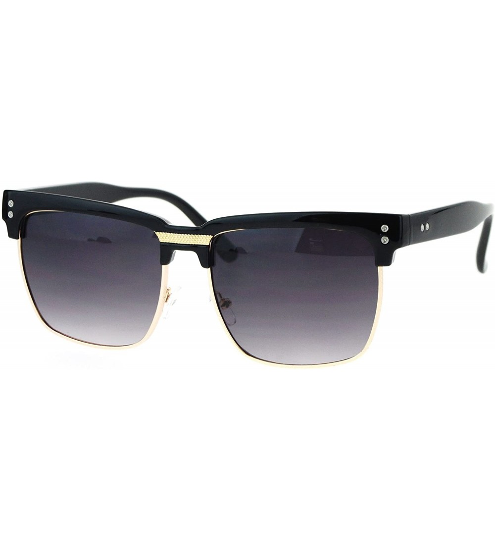 Square Mens Fashion Sunglasses Designer Style Square Frame Trendy Shades UV 400 - Black Gold (Smoke) - CX182LNGZER $20.17
