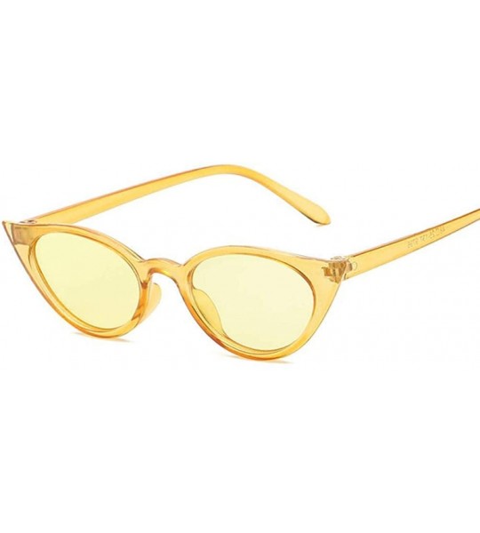 Oval 2019 Cateye Women Sunglasses Classic Retro Vintage Oval Sunglasses WhiteGray - Yellow - CQ18Y6TES98 $17.62