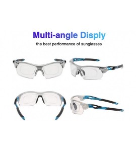 Sport Sports Cycling Sunglasses for Men Women Unbreakable Shade Glasses for Running Bike Large - Silver/Blue - CT190MSTGN0 $3...