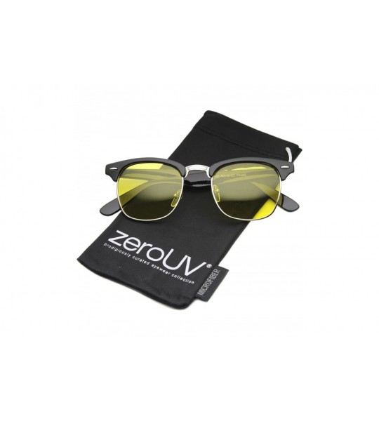 Semi-rimless Half Frame Semi-Rimless Horn Rimmed Sunglasses - Polarized - Shiny-black/Yellow - CU11N5QAPZH $21.02