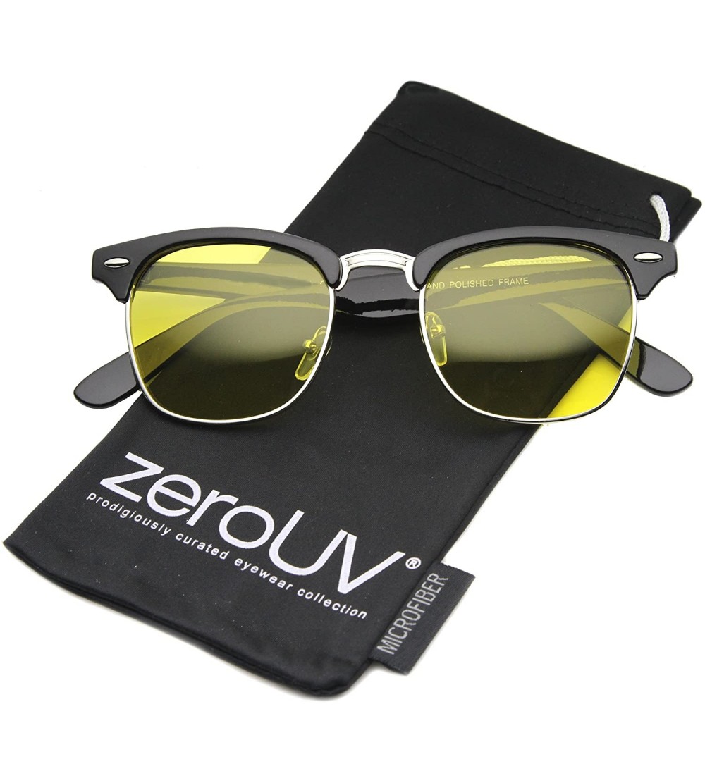 Semi-rimless Half Frame Semi-Rimless Horn Rimmed Sunglasses - Polarized - Shiny-black/Yellow - CU11N5QAPZH $21.02