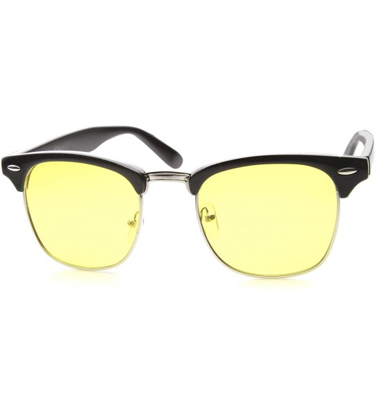 Semi-rimless Half Frame Semi-Rimless Horn Rimmed Sunglasses - Polarized - Shiny-black/Yellow - CU11N5QAPZH $21.02