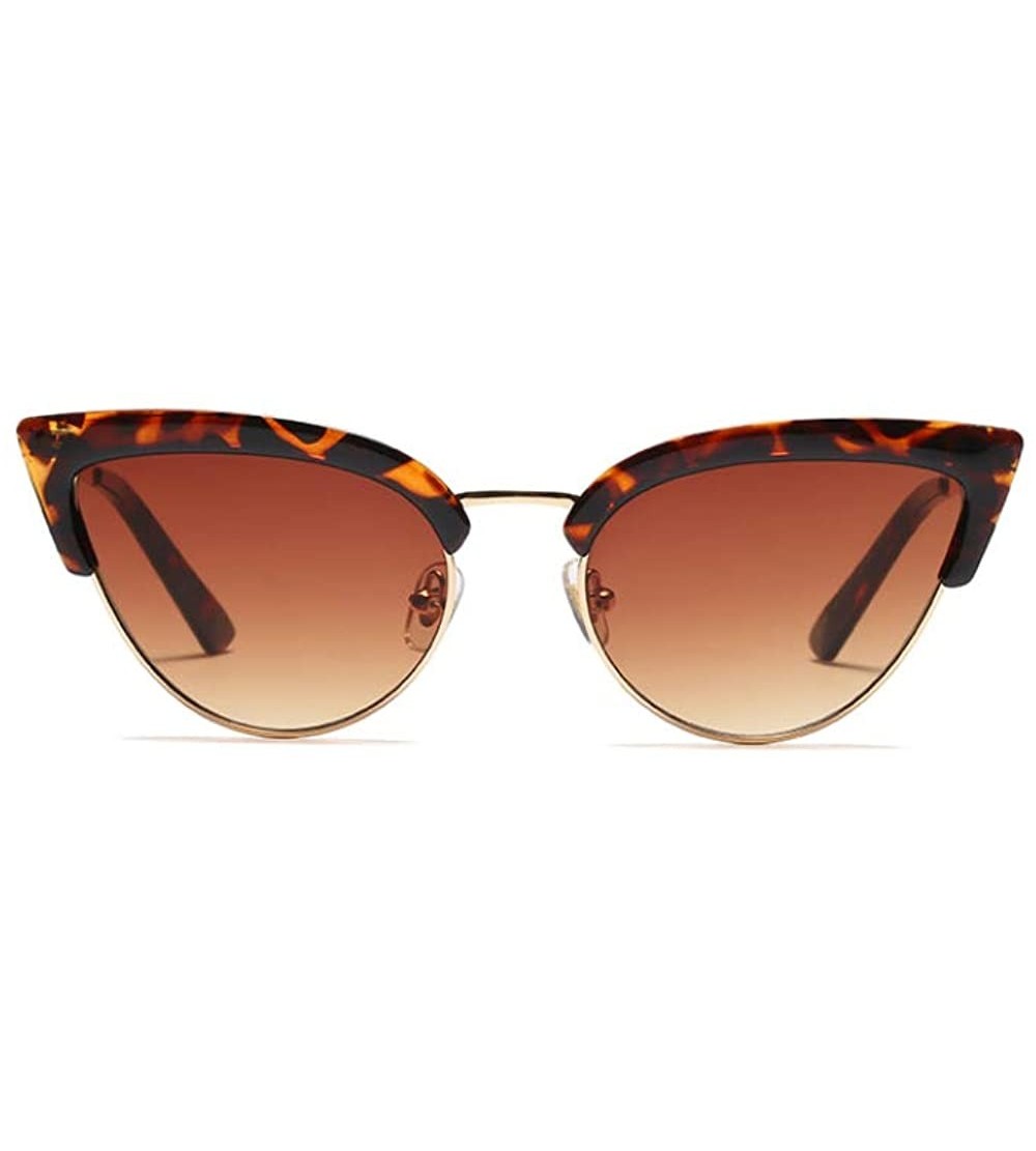 Rimless 50s 60s Retro Inspired Semi Rimless Small Cateye Sunglasses for Women Half Frame - Brown Tortoiseshell - C418GZNHI8Q ...