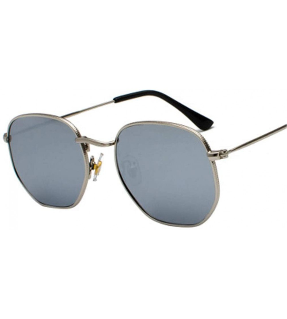 Square Square Sunglases Men Women Metal Frame Fishing Glasses Gold Gray Eyewear - Silver - CM194ORSSK6 $46.24