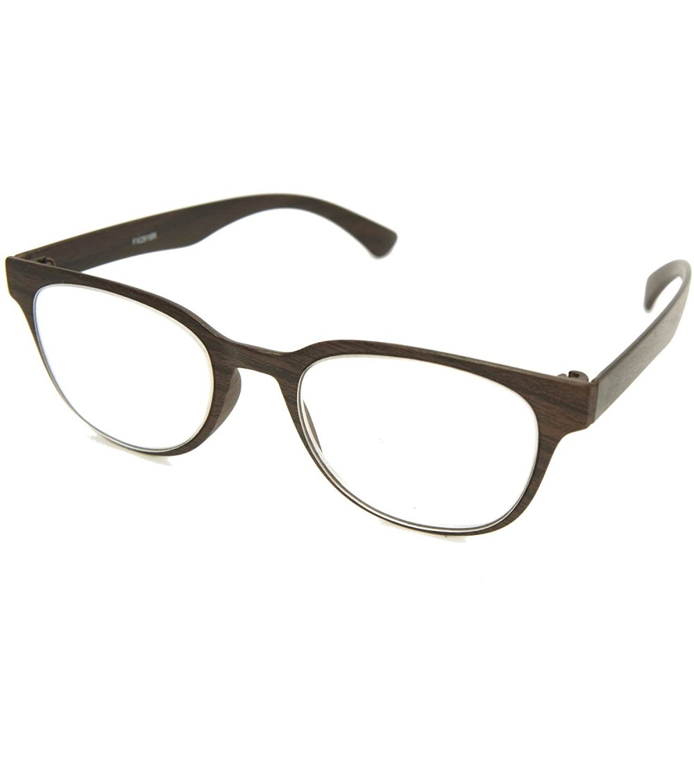 Oval TR90 Readers Flexie Reading Glasses schoolboy 2291RT - Z3 Dark Brown Wood Print - CU18WDC9WDY $32.32