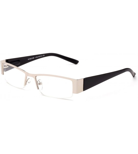 Square "Suit" Aluminum Brushed Prescription Ready Clear Lens Rx Frames - Silver - CX12KRZEZT1 $34.42