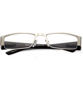 Square "Suit" Aluminum Brushed Prescription Ready Clear Lens Rx Frames - Silver - CX12KRZEZT1 $34.42