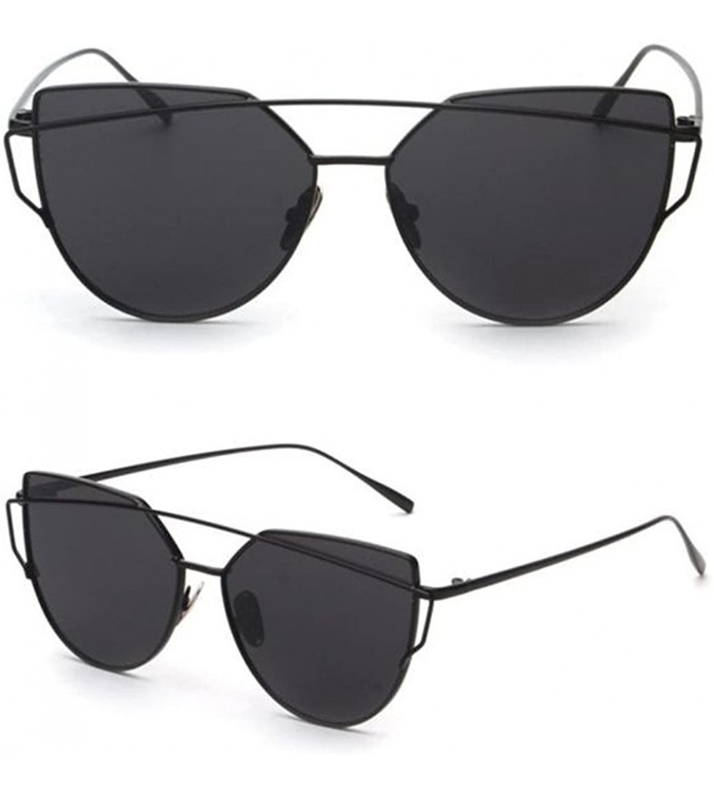 Oval Fashion Classic Women Metal Frame Mirror Sunglasses Cat Eye Glasses - C312JU2XH69 $17.93