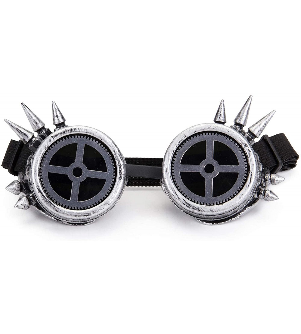 Goggle Vintage Steampunk Goggles Retro Spikes Glasses Rave Cosplay Halloween - Silver8 - C218KIMSENK $19.31