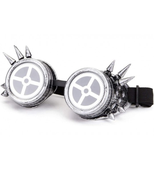 Goggle Vintage Steampunk Goggles Retro Spikes Glasses Rave Cosplay Halloween - Silver8 - C218KIMSENK $19.31