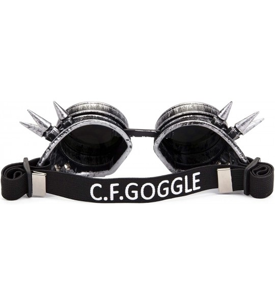 Goggle Vintage Steampunk Goggles Retro Spikes Glasses Rave Cosplay Halloween - Silver8 - C218KIMSENK $19.31