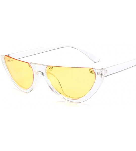 Aviator Cool Trendy Half Frame Rimless Cat Eye Sunglasses Women Fashion Clear Black - Cyellow - C418XEC5S7G $17.40