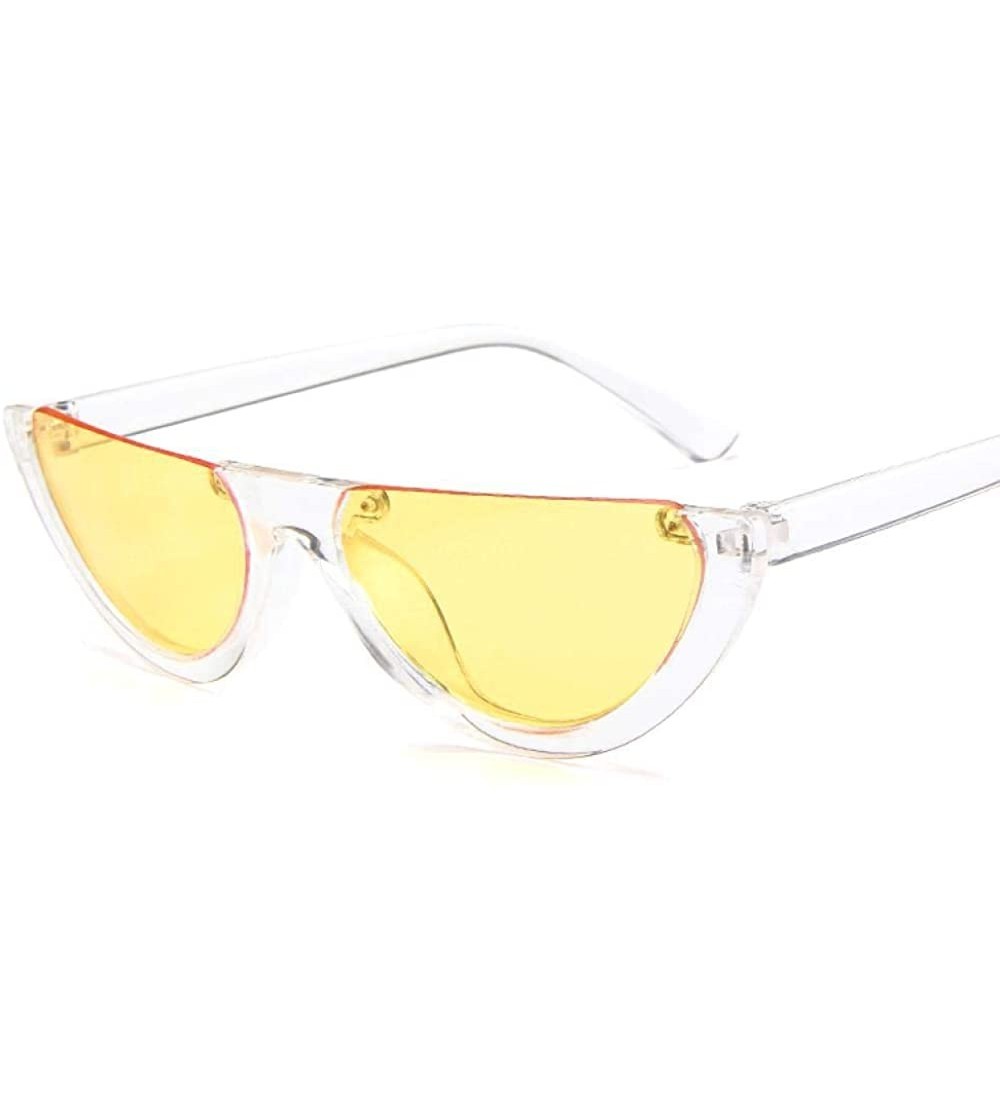 Aviator Cool Trendy Half Frame Rimless Cat Eye Sunglasses Women Fashion Clear Black - Cyellow - C418XEC5S7G $17.40